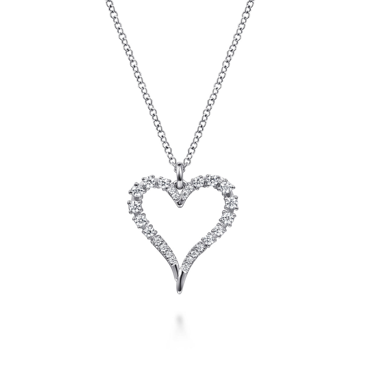 14K White Gold Diamond Heart Pendant Necklace — Gabriel & Co. NK8075W45JJ