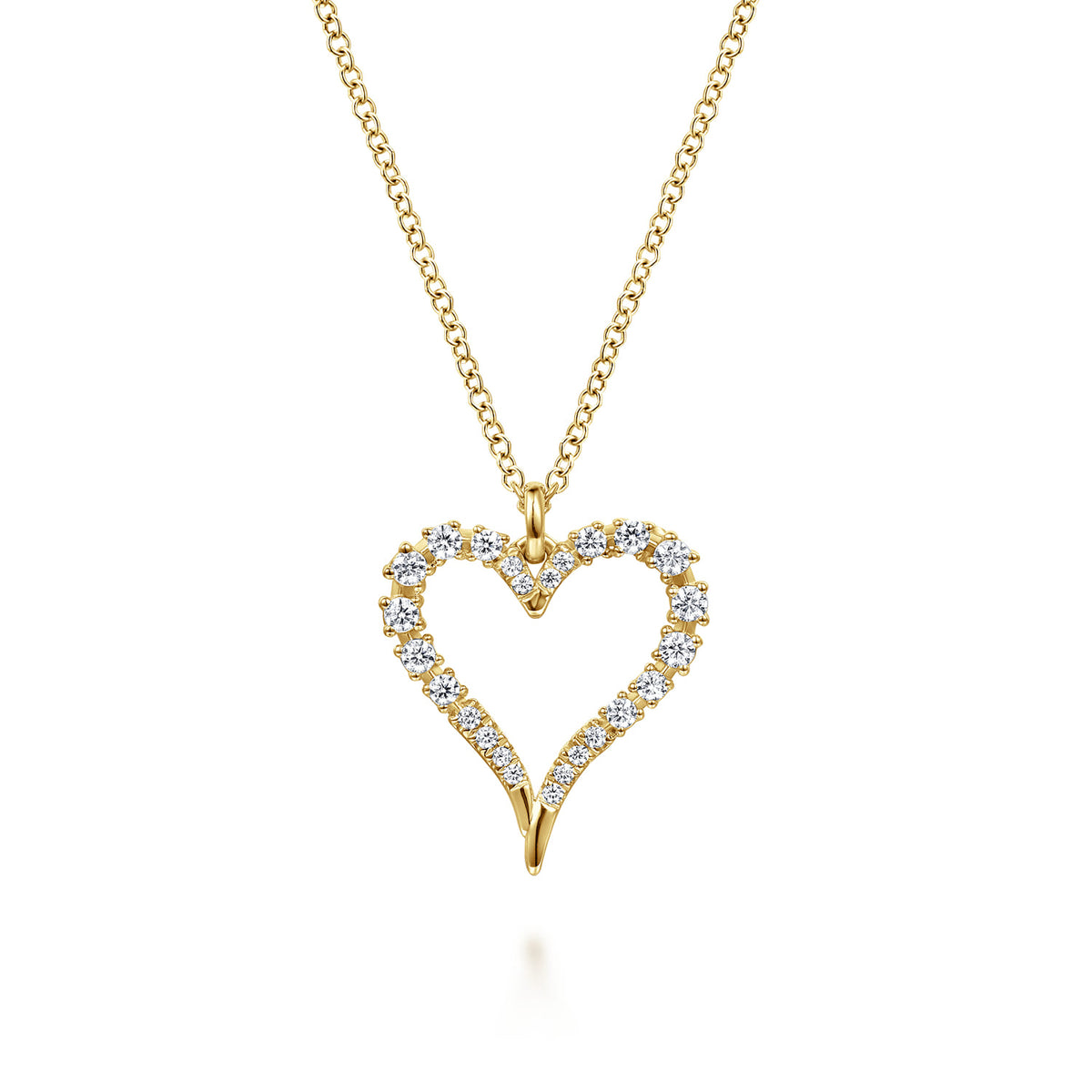 14K Yellow Gold Diamond Heart Pendant Necklace — Gabriel & Co. NK8075Y45JJ