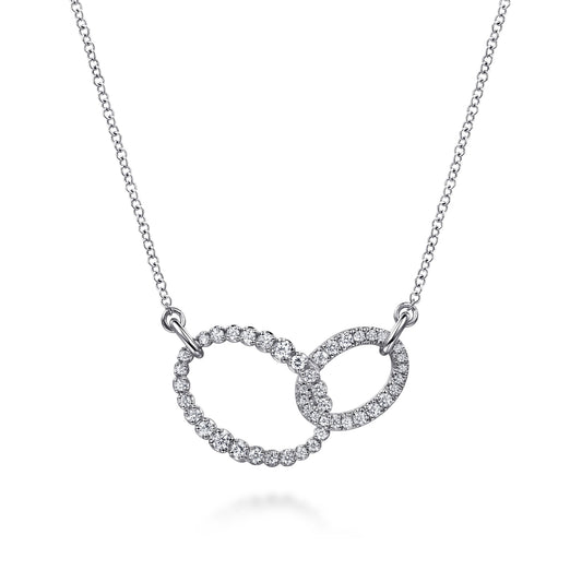 14K White Gold Diamond Interlocking Oval Link Diamond Necklace — Gabriel & Co. NK8076W45JJ