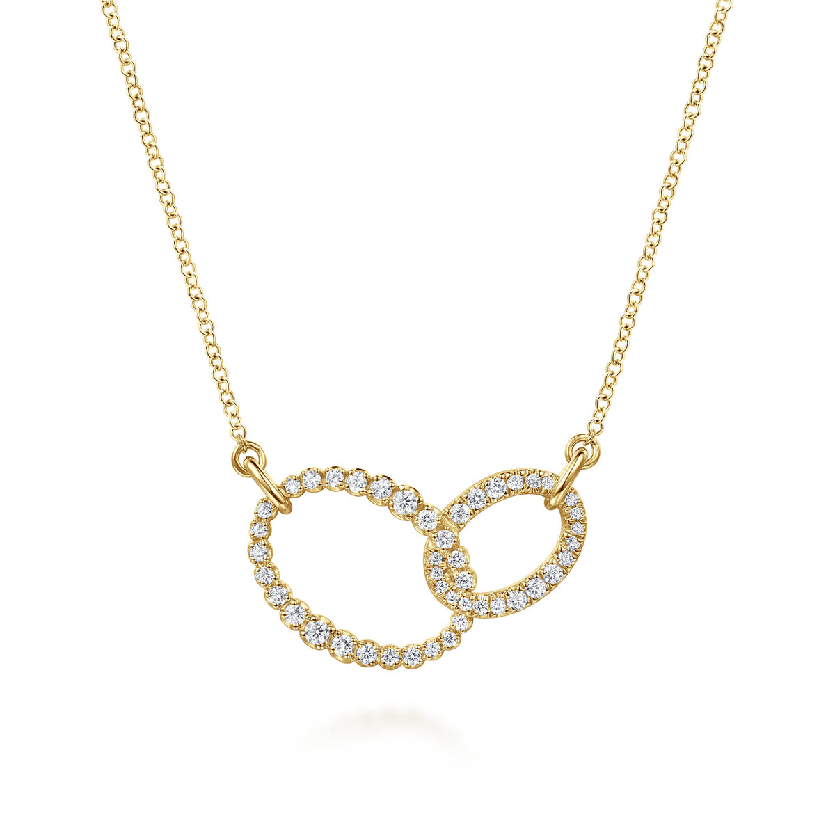 14K Yellow Gold Diamond Interlocking Oval Link Diamond Necklace — Gabriel & Co. NK8076Y45JJ