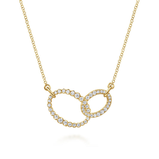 14K Yellow Gold Diamond Interlocking Oval Link Diamond Necklace — Gabriel & Co. NK8076Y45JJ