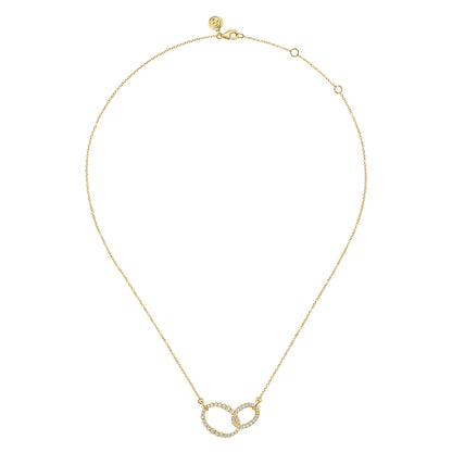 14K Yellow Gold Diamond Interlocking Oval Link Diamond Necklace — Gabriel & Co. NK8076Y45JJ