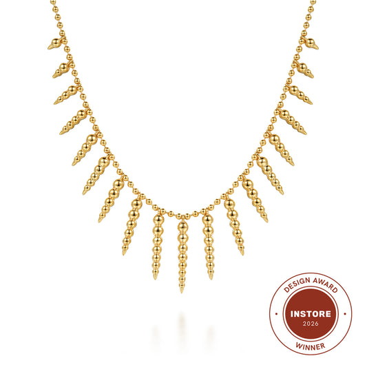 14K Yellow Gold Bead Chain and Bujukan Spike Droplet Necklace — Gabriel & Co. NK8078Y4JJJ