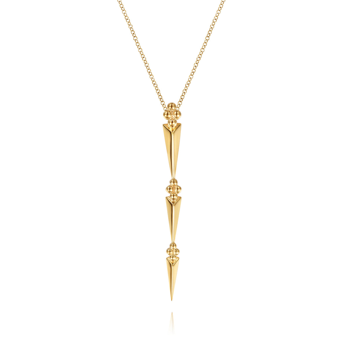 14K Yellow Gold Bujukan Clover and Graduating Triangle Pyramid Drop Necklace — Gabriel & Co. NK8081Y4JJJ