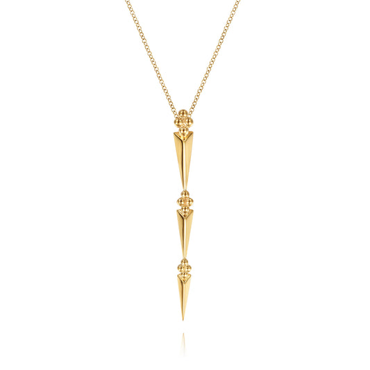 14K Yellow Gold Bujukan Clover and Graduating Triangle Pyramid Drop Necklace — Gabriel & Co. NK8081Y4JJJ