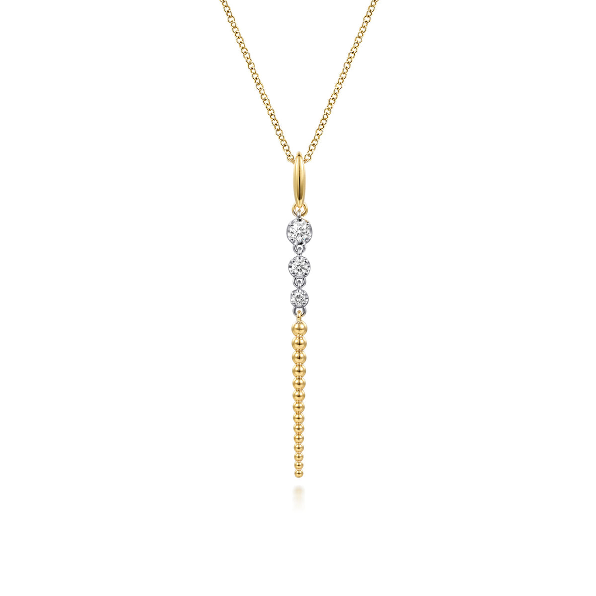 14K White & Yellow Gold Bujukan and Diamond Drop Necklace — Gabriel & Co. NK8084M45JJ