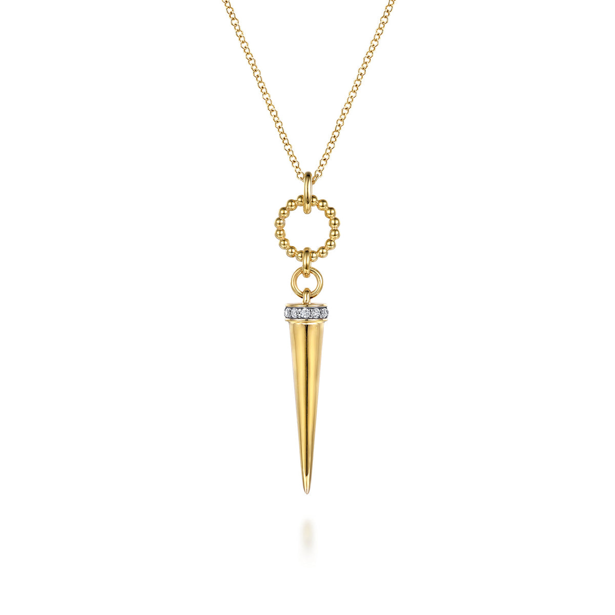 14K Yellow Gold Bujukan Link and Diamond Bullet Drop Necklace — Gabriel & Co. NK8086Y45JJ