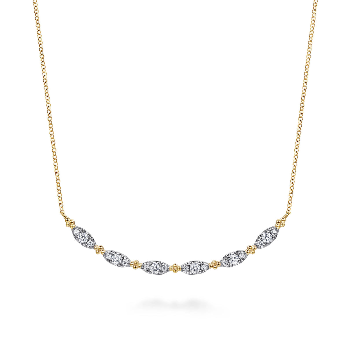 14K Yellow Gold Curved Bujukan Bar Diamond Necklace — Gabriel & Co. NK8096Y45JJ
