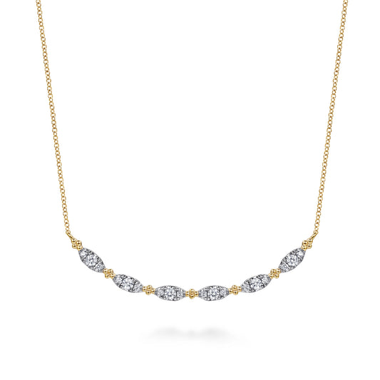 14K Yellow Gold Curved Bujukan Bar Diamond Necklace — Gabriel & Co. NK8096Y45JJ