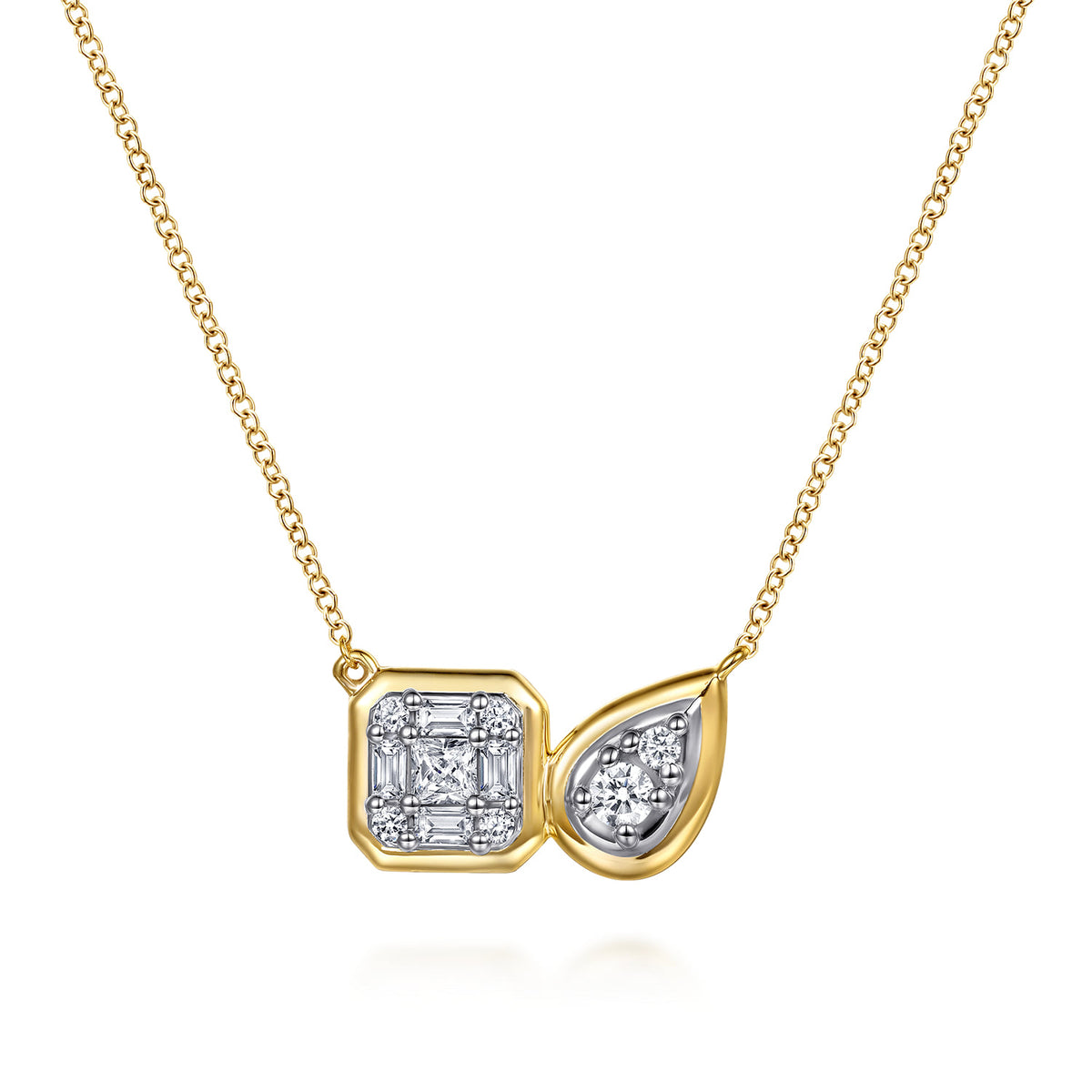 14K White & Yellow Gold Diamond Pendant Necklace — Gabriel & Co. NK8097M44JJ
