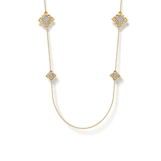 32 Inch 18K Yellow Gold Bujukan and Diamond Floral Station Necklace — Gabriel & Co. NK8105-32Y84JJ