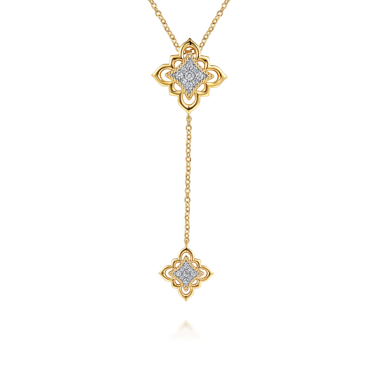 18K Yellow Gold Bujukan and Diamond Floral Y Necklace — Gabriel & Co. NK8107Y84JJ