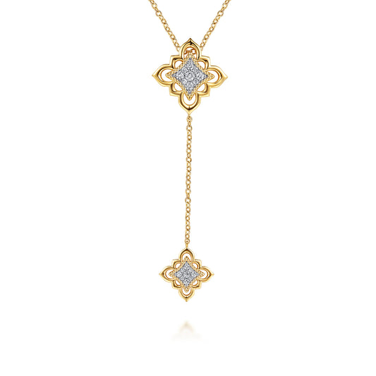 18K Yellow Gold Bujukan and Diamond Floral Y Necklace — Gabriel & Co. NK8107Y84JJ