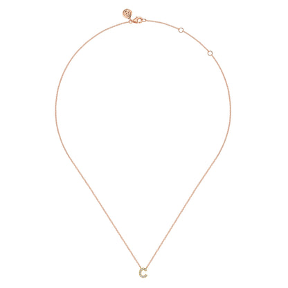 14K Pink Gold Diamond C Initial Pendant Necklace — Gabriel & Co. NK8132C-K45JJ