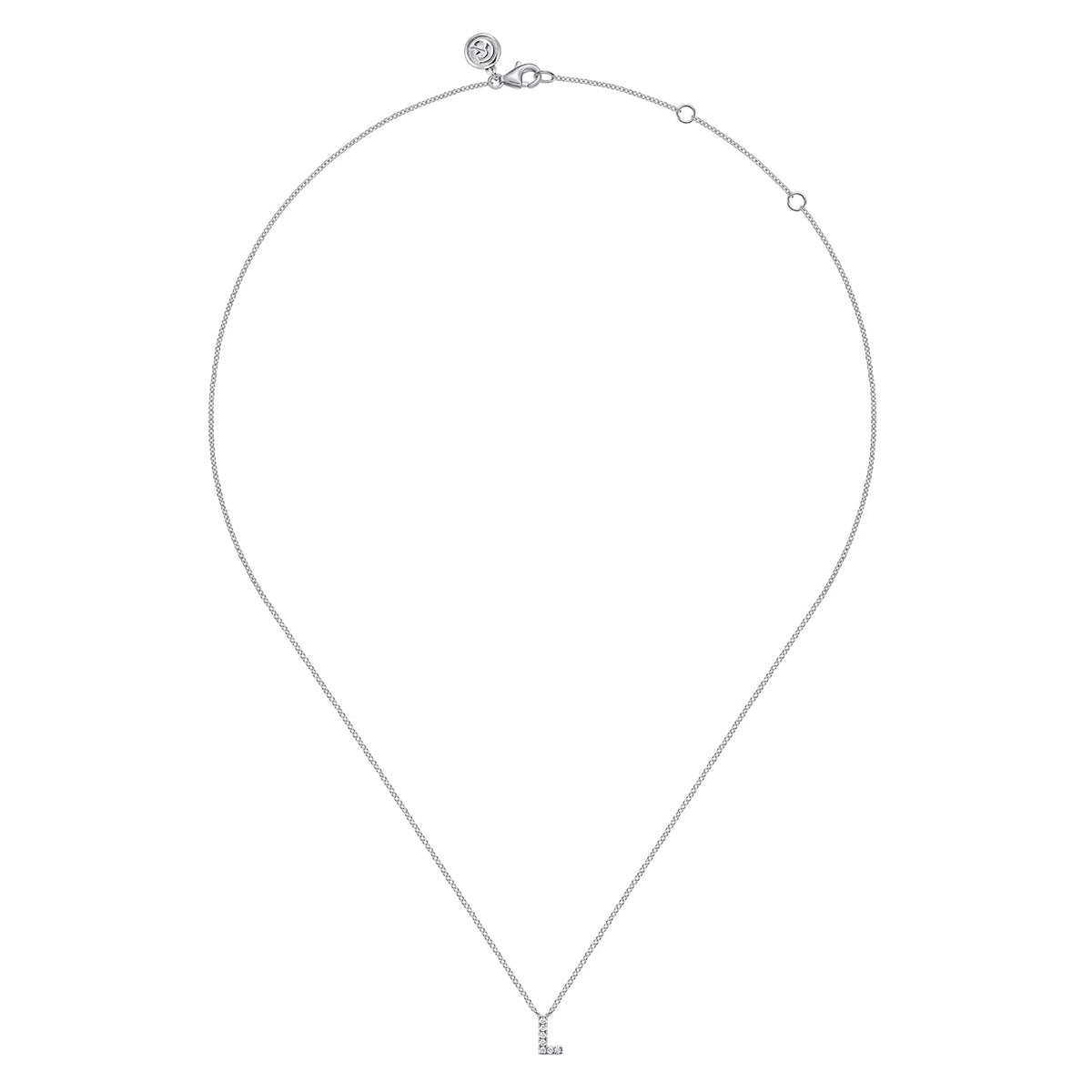 14K White Gold Diamond L Initial Pendant Necklace — Gabriel & Co. NK8132L-W45JJ