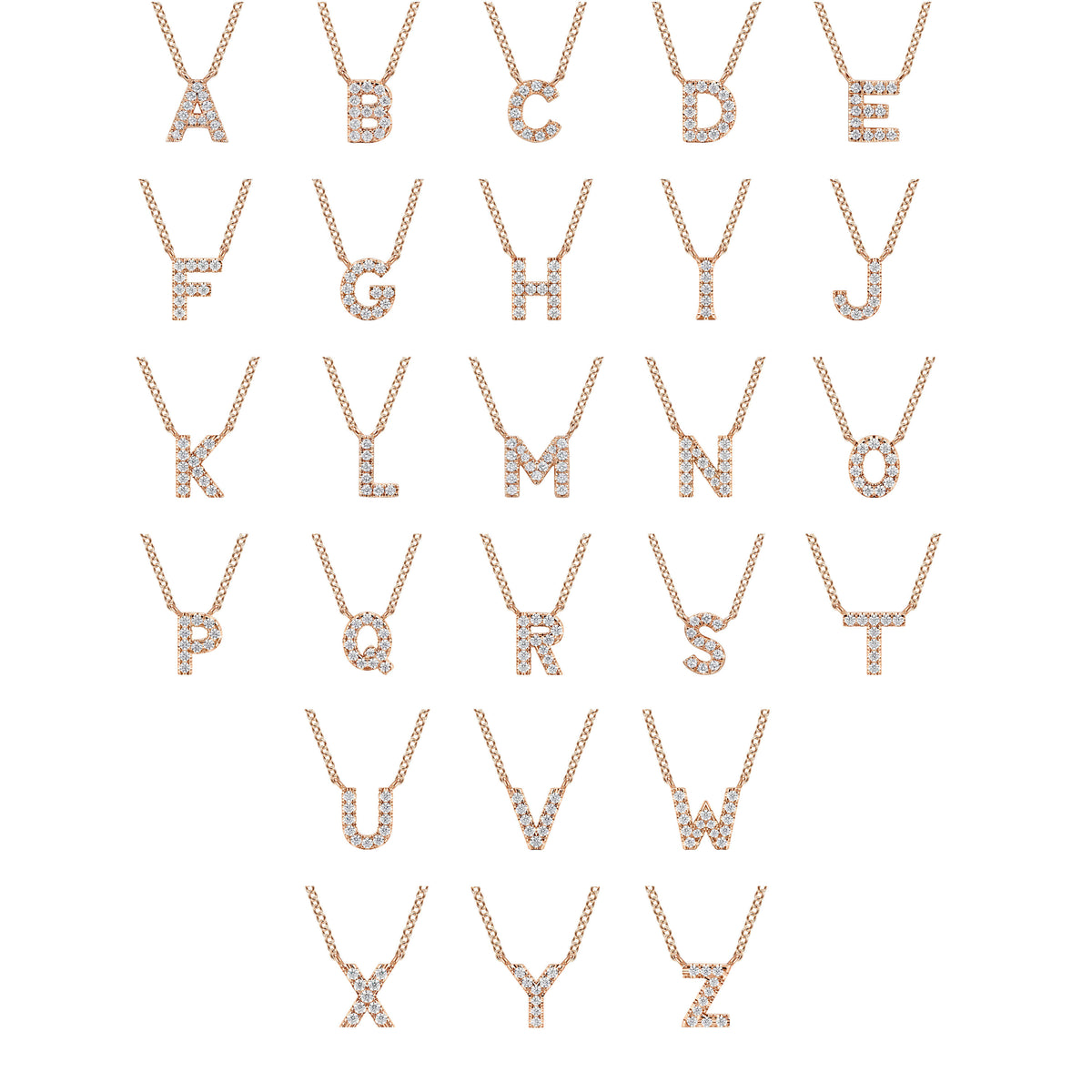 14K Pink Gold Diamond O Initial Pendant Necklace — Gabriel & Co. NK8132O-K45JJ