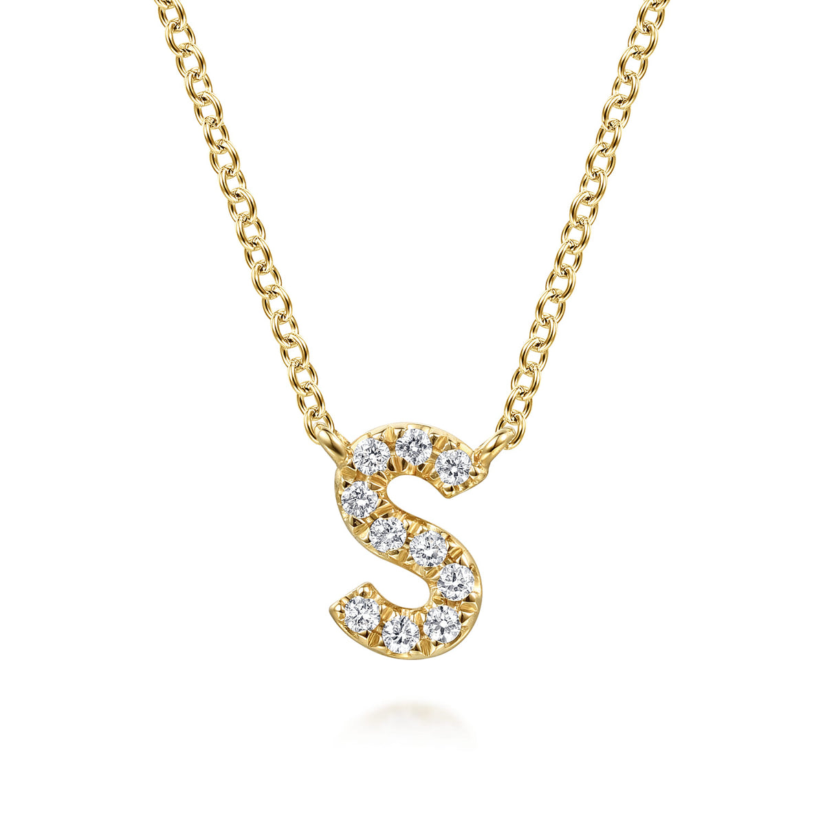 14K Yellow Gold Diamond S Initial Pendant Necklace — Gabriel & Co. NK8132S-Y45JJ
