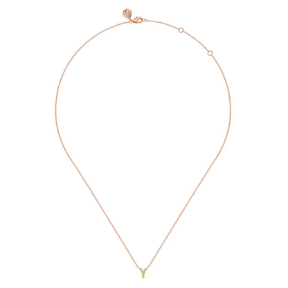 14K Pink Gold Diamond Y Initial Pendant Necklace — Gabriel & Co. NK8132Y-K45JJ