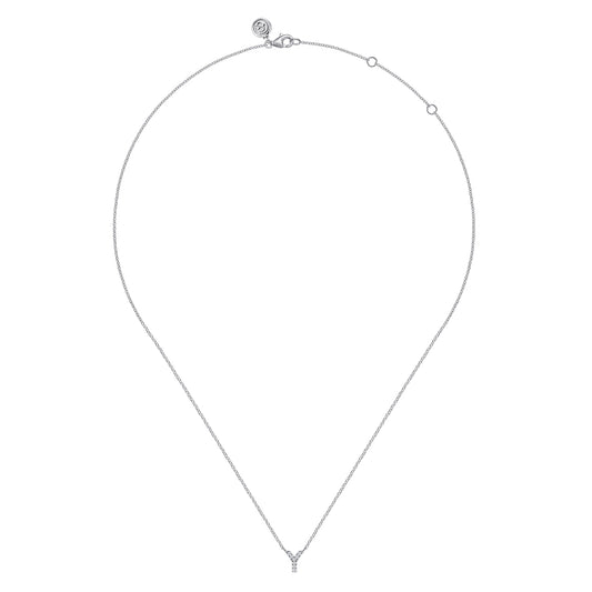 14K White Gold Diamond Y Initial Pendant Necklace — Gabriel & Co. NK8132Y-W45JJ