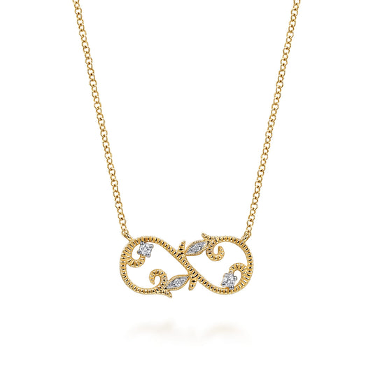 14K Yellow Gold Diamond Infinity Floral Necklace — Gabriel & Co. NK8150Y45JJ