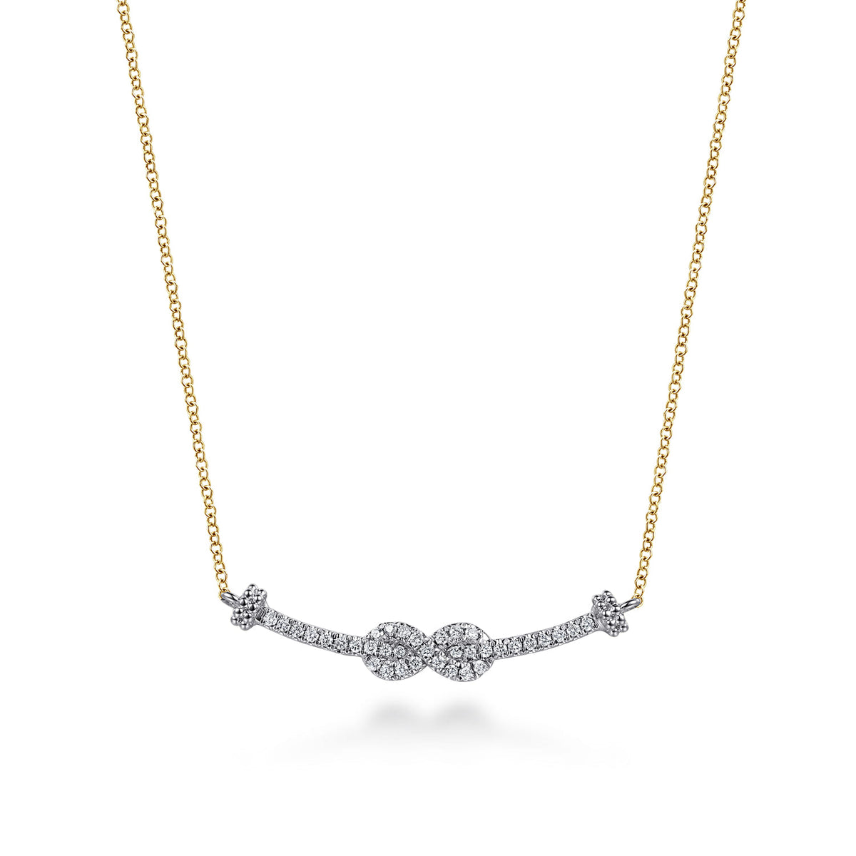 14K White and Yellow Gold Bujukan Diamond Infinity Bar Necklace — Gabriel & Co. NK8154M45JJ