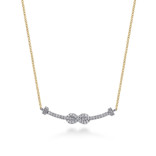 14K White and Yellow Gold Bujukan Diamond Infinity Bar Necklace — Gabriel & Co. NK8154M45JJ