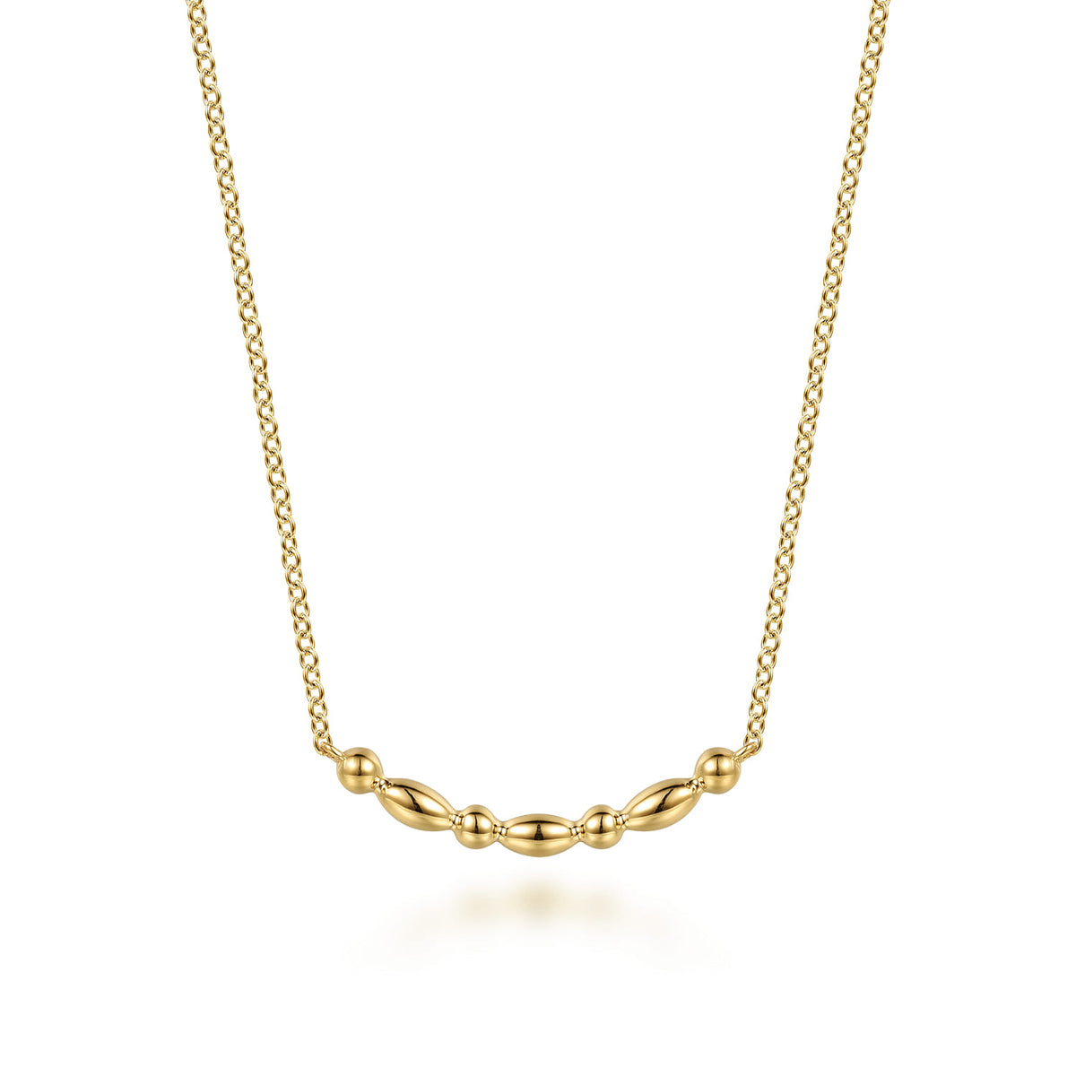 14K Yellow Gold Bujukan Ball Puffy Maquise Bar Necklace — Gabriel & Co. NK8164Y4JJJ