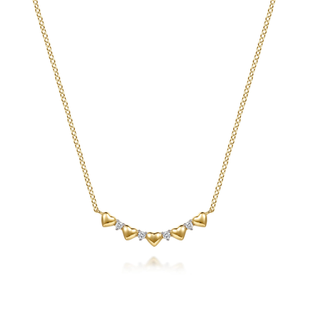14K Yellow Gold Diamond and Heart Bar Necklace — Gabriel & Co. NK8170Y45JJ