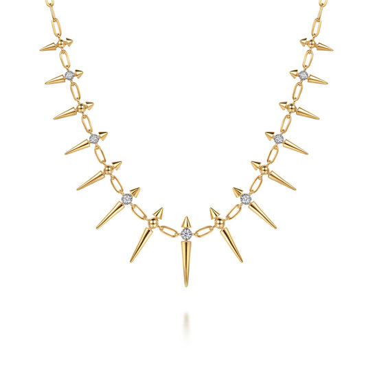 14K Yellow Gold Bujukan Diamond Spike Droplet Necklace — Gabriel & Co. NK8190Y45JJ