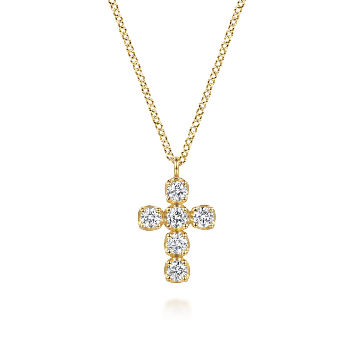 14K Yellow Gold Diamond Cross Pendant Necklace — Gabriel & Co. NK8221Y45JJ