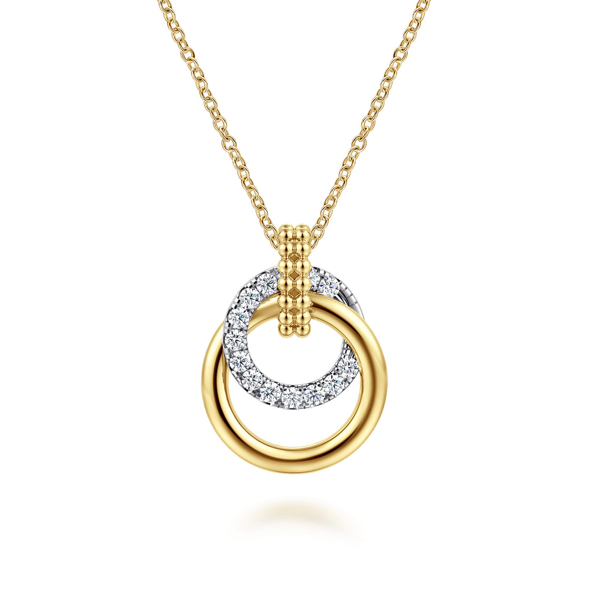 14K White & Yellow Gold Bujukan Diamond Pendant Necklace — Gabriel & Co. NK8229M45JJ