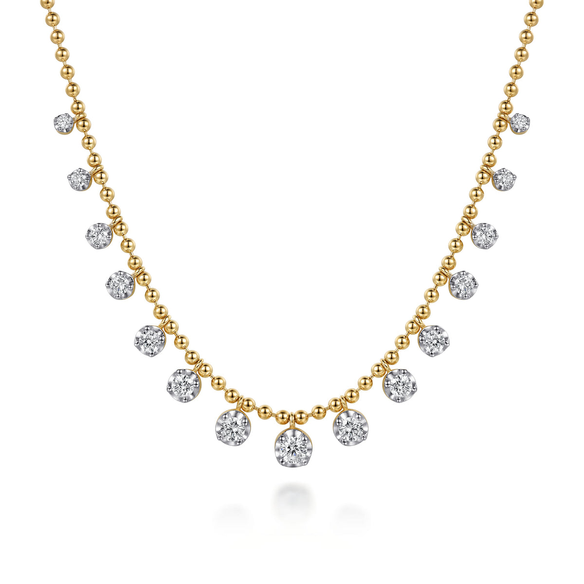 14K Yellow Gold Diamond Drop Station Necklace — Gabriel & Co. NK8231Y45JJ