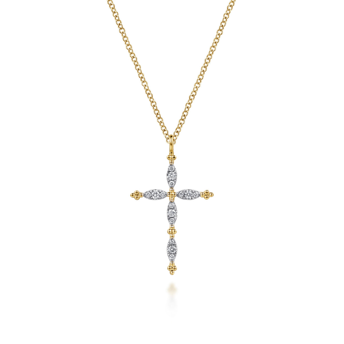 14K Yellow Gold Bujukan Diamond Cross Pendant Necklace — Gabriel & Co. NK8237Y45JJ