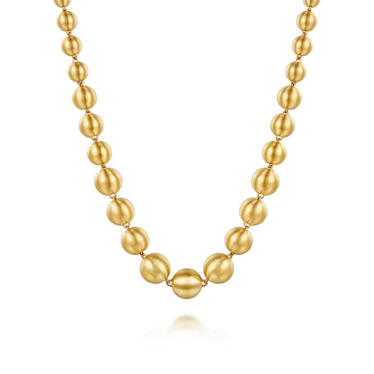 14K Yellow Gold Graduating Bujukan Bead Chain Necklace — Gabriel & Co. NK8239-18Y4JJJ