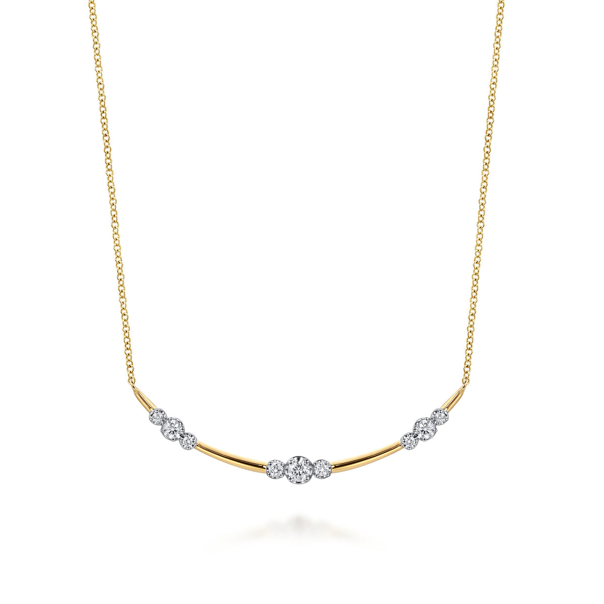 14K Yellow Gold Diamond Station Bar Necklace — Gabriel & Co. NK8246Y45JJ