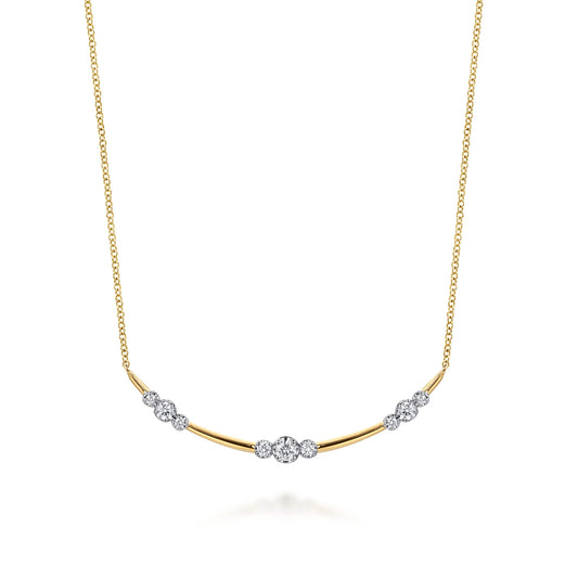 14K Yellow Gold Diamond Station Bar Necklace — Gabriel & Co. NK8246Y45JJ
