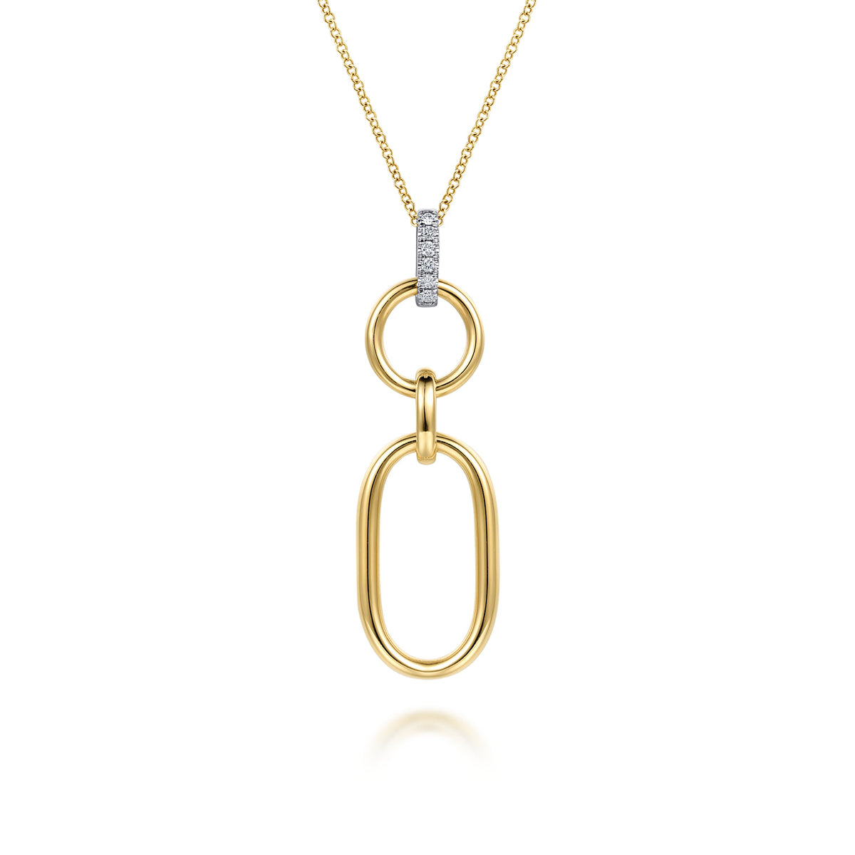 14K White and Yellow Gold Diamond and Hollow Link Pendant Necklace — Gabriel & Co. NK8251M45JJ