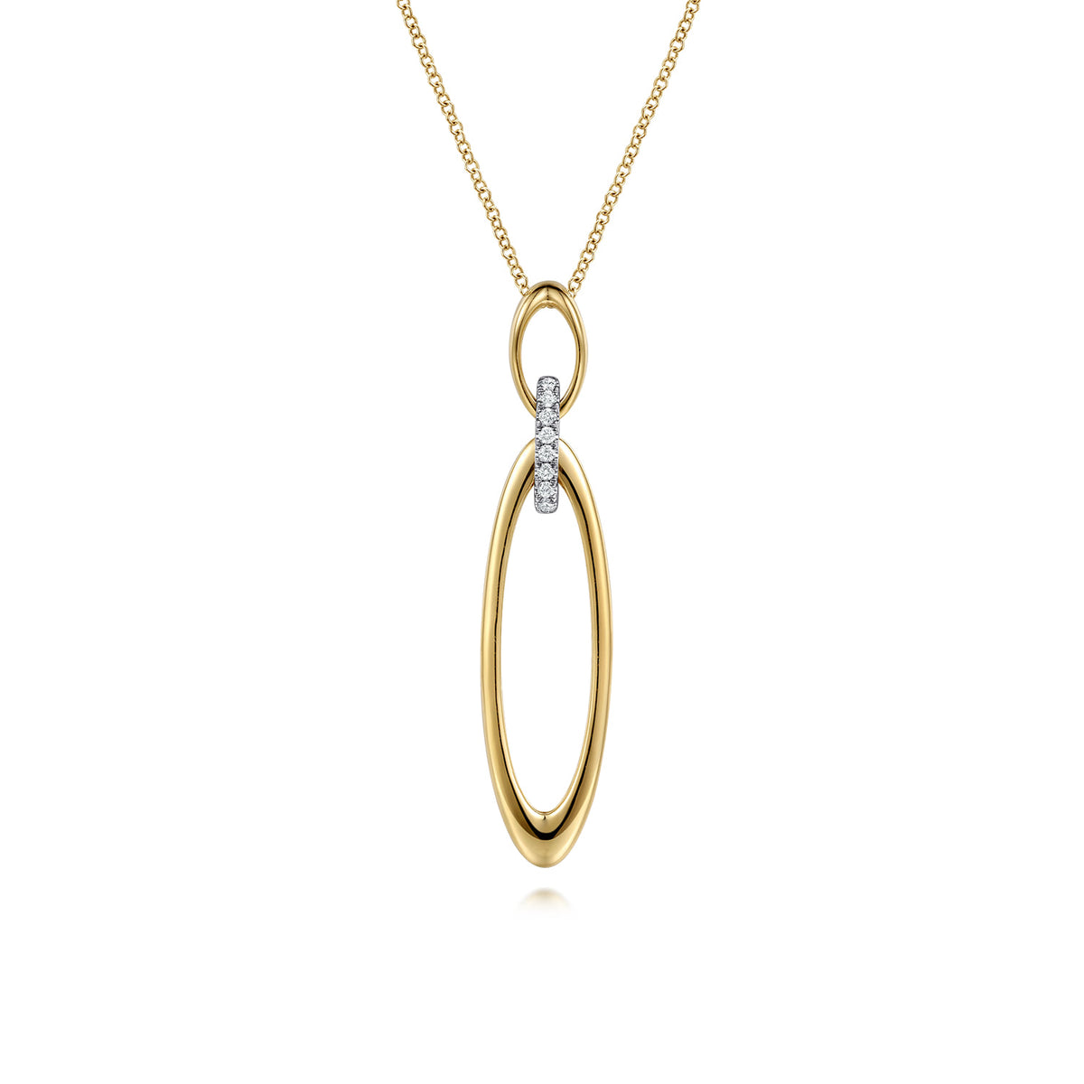 14K White & Yellow Gold Diamond and Oval Link Pendant Necklace — Gabriel & Co. NK8254M45JJ