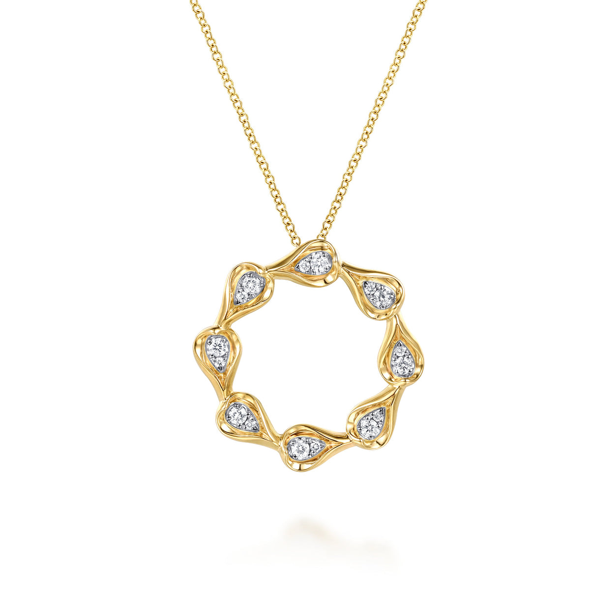 14K White & Yellow Gold Diamond  Pear Pendant Necklace — Gabriel & Co. NK8256M45JJ