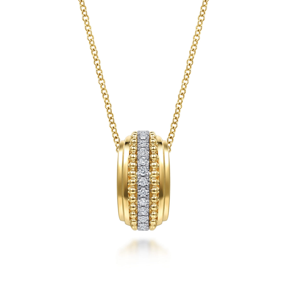 14K White & Yellow Gold Bujukan Diamond Pendant Necklace — Gabriel & Co. NK8266M45JJ