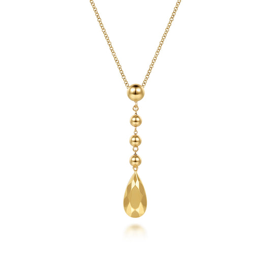 14K Yellow Gold Bujukan Beads Drop Necklace — Gabriel & Co. NK8268Y4JJJ