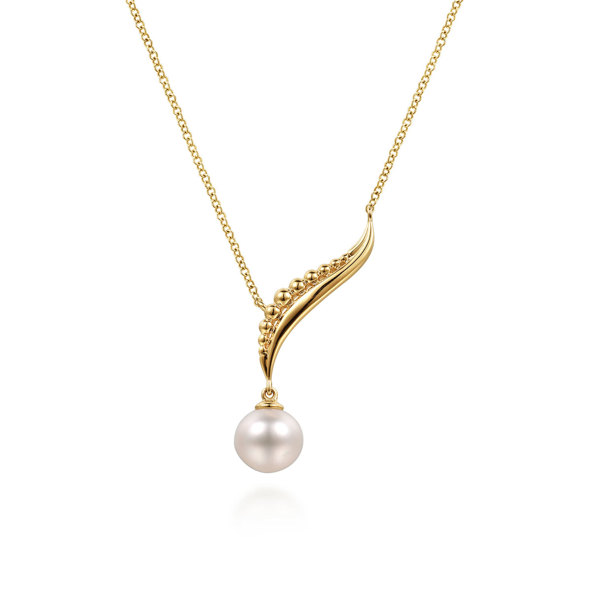 14K Yellow Gold Graduating Bujukan Pearl Y Necklace — Gabriel & Co. NK8269Y4JPL