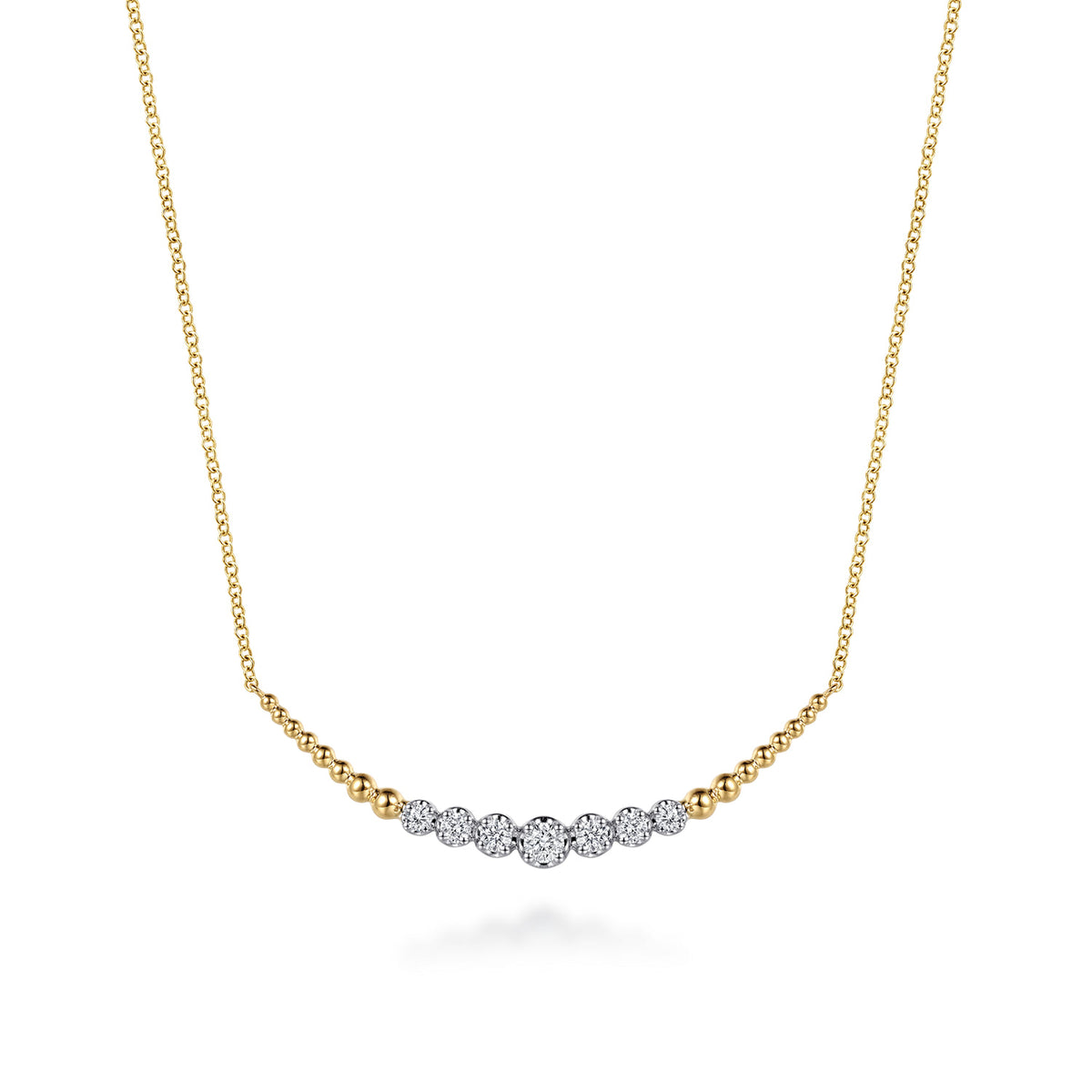 14K White & Yellow Gold Graduating Bujukan and Diamond Bar Necklace — Gabriel & Co. NK8282M45JJ