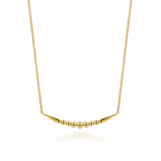 14K Yellow Plain Gold Graduating Bujukan and Spike Bar Necklace — Gabriel & Co. NK8283Y4JJJ