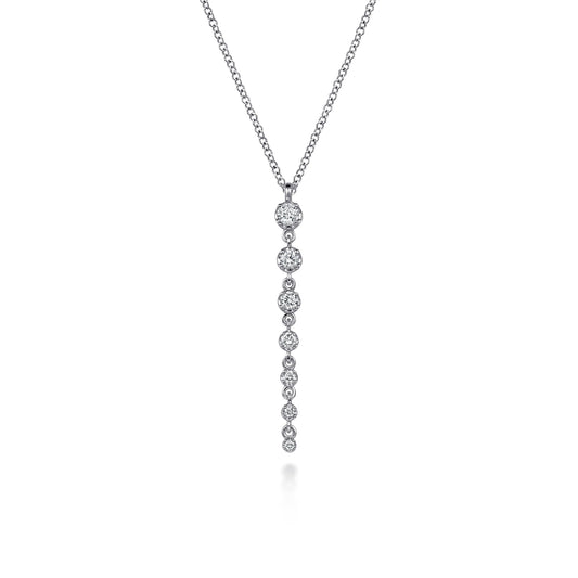 14K White Gold Graduating Diamond Buttercup Set Drop Necklace — Gabriel & Co. NK8284W45JJ