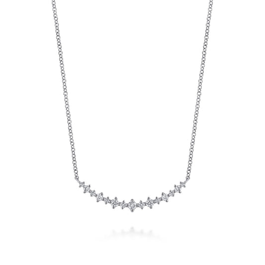 14K White Gold Graduating Diamond Curved Bar Necklace — Gabriel & Co. NK8286W45JJ