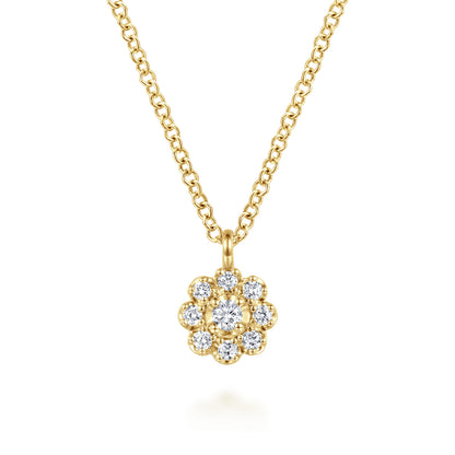 14K Yellow Gold Diamond Cluster Flower Pendant Necklace — Gabriel & Co. NK8288Y45JJ