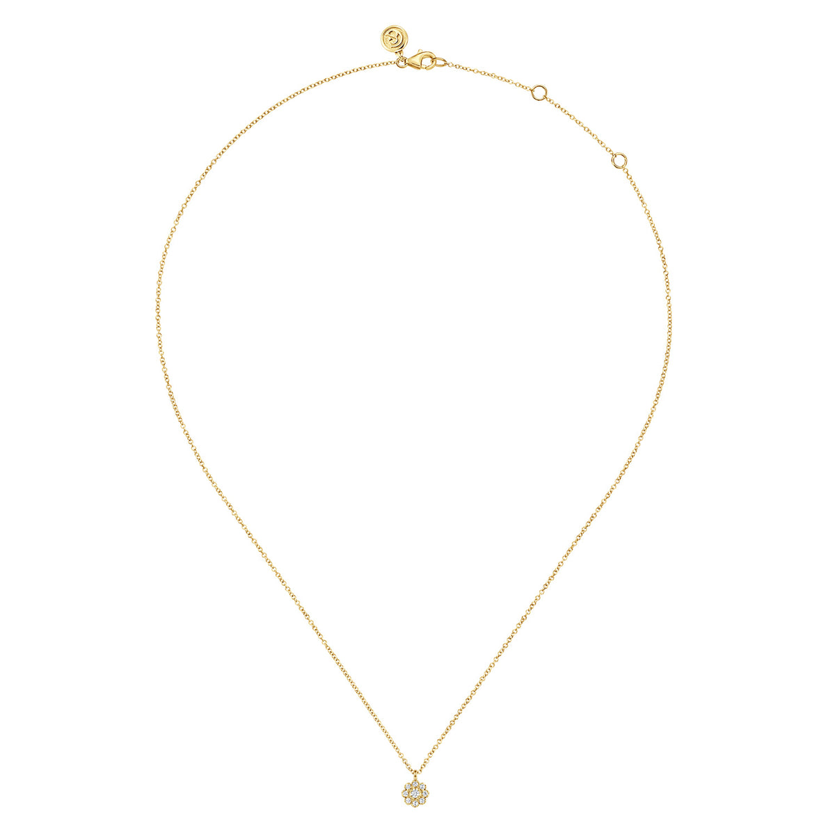 14K Yellow Gold Diamond Cluster Flower Pendant Necklace — Gabriel & Co. NK8288Y45JJ