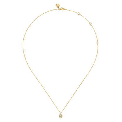 14K Yellow Gold Diamond Cluster Flower Pendant Necklace — Gabriel & Co. NK8288Y45JJ