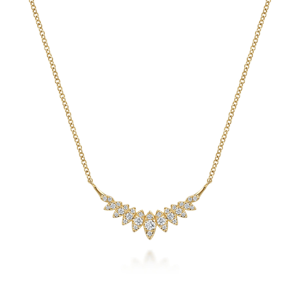 14K Yellow Gold Diamond  Marquise Curved Bar Necklace — Gabriel & Co. NK8289Y45JJ